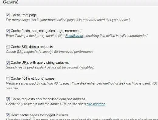 page cache settings 2013