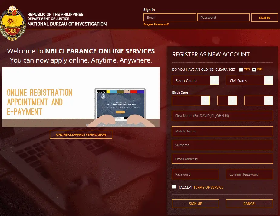 nbi clearance online application process requirements
