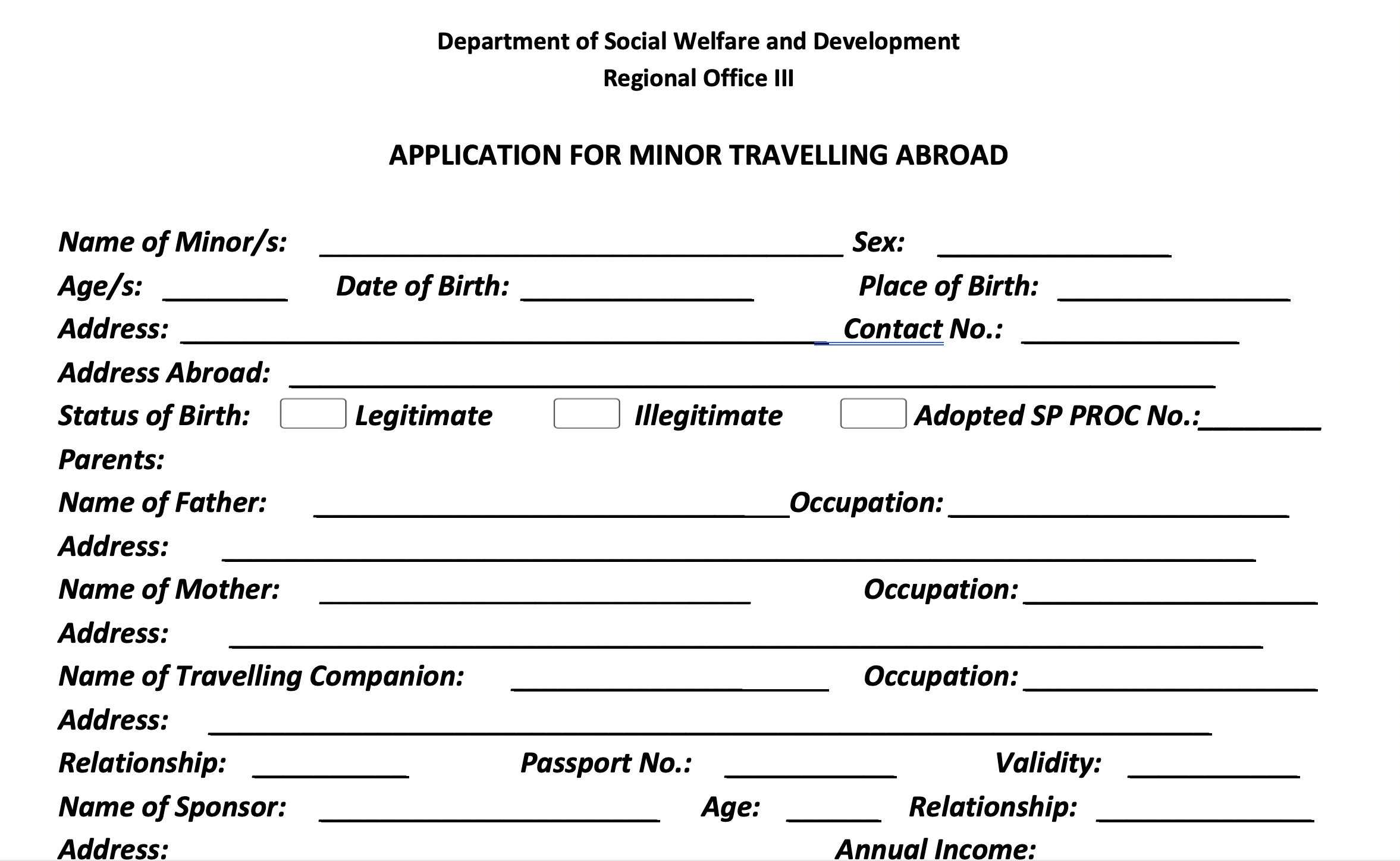 dswd travel clearance application form