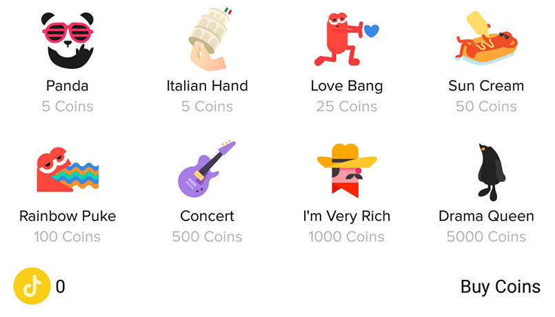 tiktok gifts price in coins