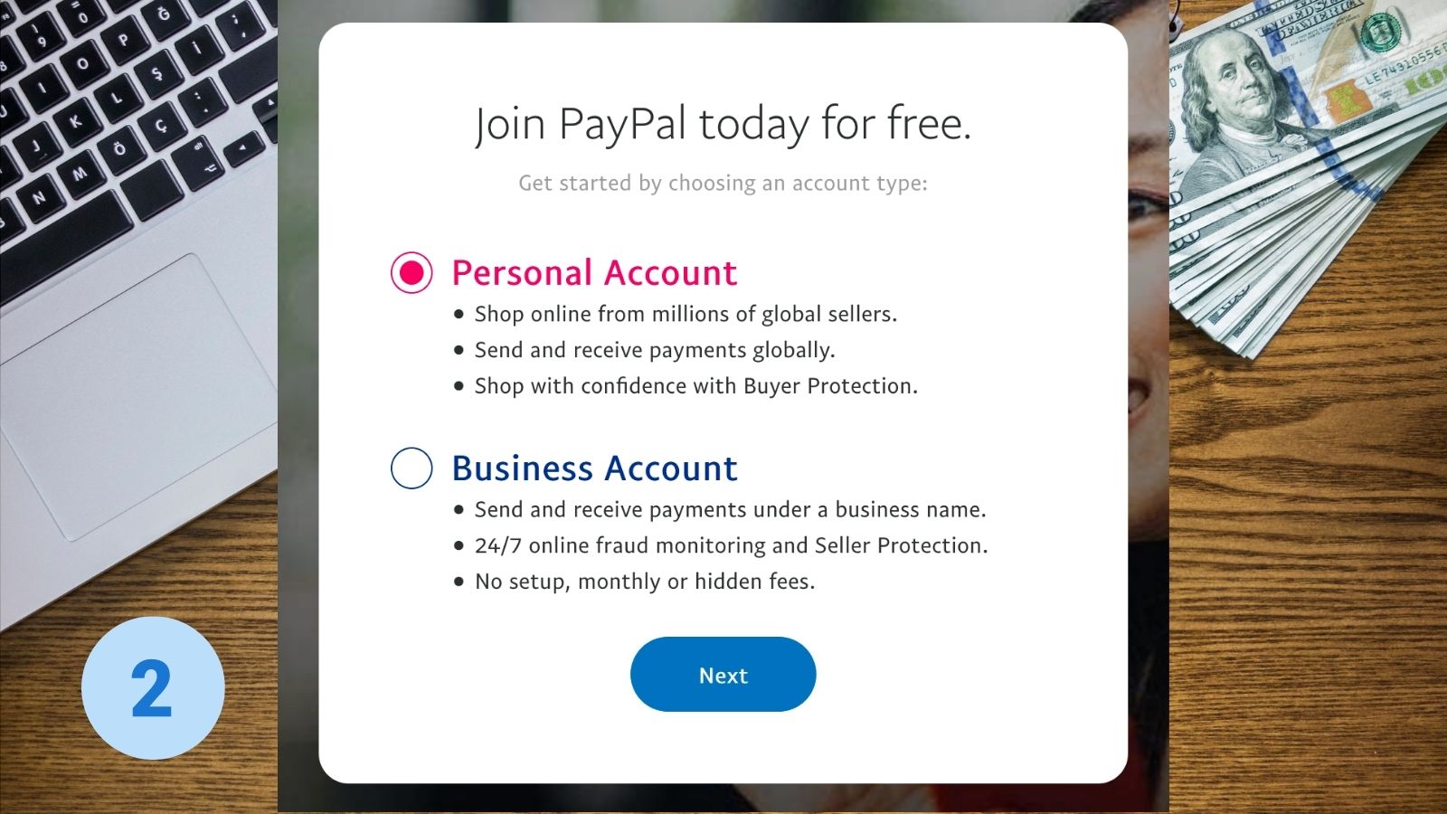 paypal account to receive money
